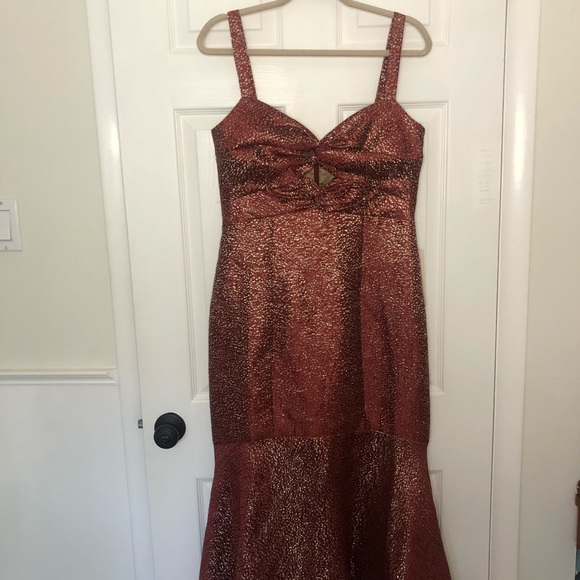 Anthropologie ML Monique Lhuillier Flounced Metallic Dress - Picture 2 of 16